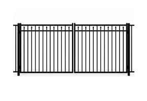 Aluminum Residential 3 Rail Staggered Spear Flat Top Drive Gate Pair 12' Wide x 54" High