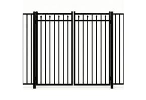 Aluminum Residential 3 Rail Staggered Spear Flat Top Drive Gate Pair 8' Wide x 60" High