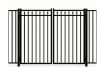 A black Aluminum Residential 3-Rail Staggered Spear Flat Top Drive Gate leaf pair, featuring decorative internal spear finials and a smooth top rail for a secure yard entrance.