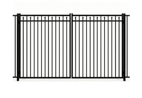 Aluminum Residential 3 Rail Staggered Spear Flat Top Drive Gate Pair 12' Wide x 60" High