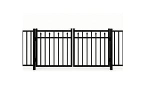 Aluminum Commercial 3 Rail Staggered Spear Flat Top Drive Gate Pair 8' Wide x 48" High