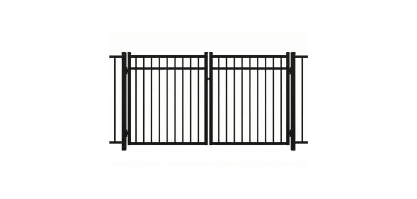 Aluminum Commercial Drive Gate leaf pair featuring a 3-rail design and a safe flat top rail for wide-access commercial property entrances.