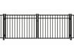 Aluminum Commercial Drive Gate leaf pair featuring a 3-rail design and a safe flat top rail for wide-access commercial property entrances.