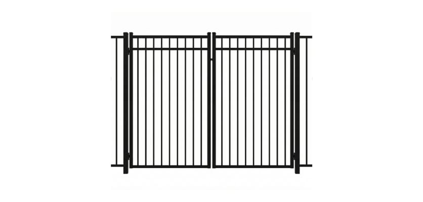 Aluminum Commercial Drive Gate leaf pair featuring a 3-rail design and a safe flat top rail for wide-access commercial property entrances.