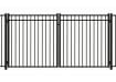 Aluminum Commercial Drive Gate leaf pair featuring a 3-rail design and a safe flat top rail for wide-access commercial property entrances.