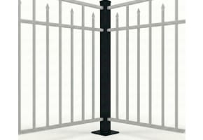 Aluminum Commercial Bolt Down Corner Post for 2 Rail 36" High Fencing