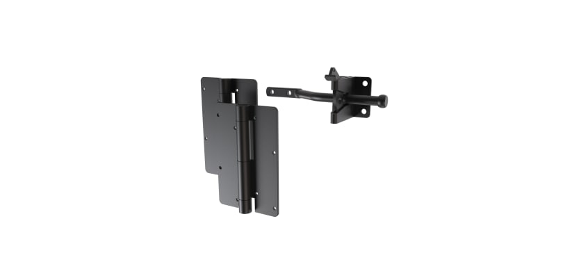 Black Single Gate Leaf Hinge and Latch Set