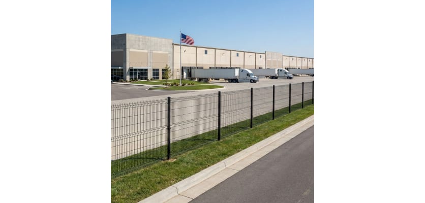 Mesh fencing installed outside a shipping facility