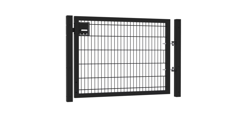 3' Wide x 4' Height Twin Wire Mesh Walk Gate with Sliding Latch - Black
