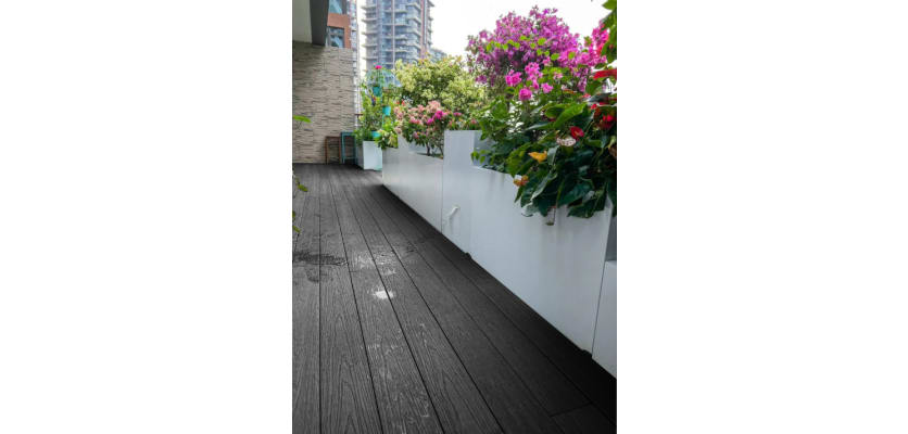Charcoal gray finish composite decking