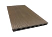 Top side of a composite deck board with a chocolate finish