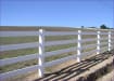 White 4-rail vinyl fencing installed along a private road