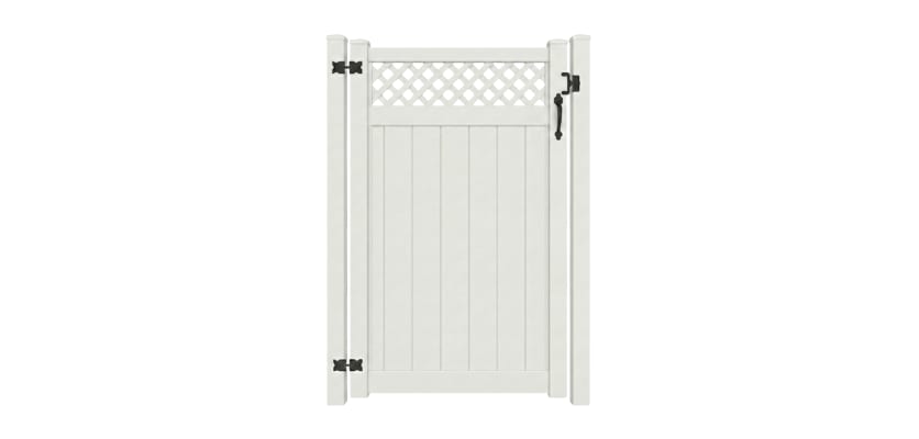 Vinyl Privacy Walk Gate with Lattice Top 4' Wide x 6' High