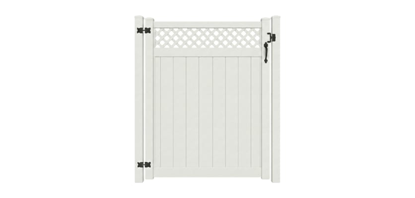 NewStead Vinyl Privacy Walk Gate with Lattice Top 5' Wide x 6' High