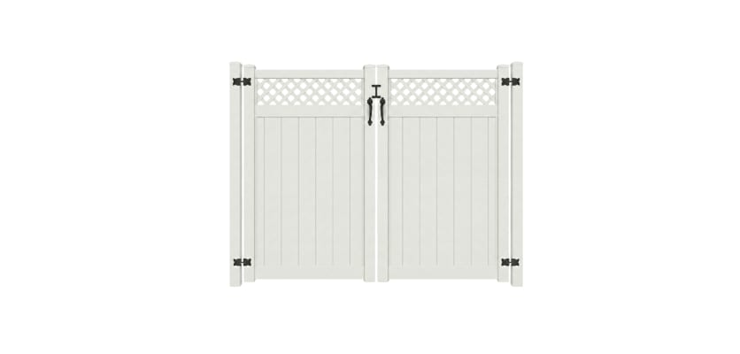 NewStead Vinyl Privacy Drive Gate with Lattice Top 8' Wide x 6' High