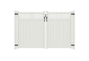 NewStead Vinyl Privacy Drive Gate with Lattice Top 10' Wide x 6' High