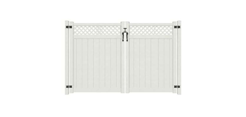 NewStead Vinyl Privacy Drive Gate with Lattice Top 10' Wide x 6' High