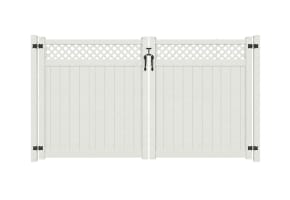 NewStead Vinyl Privacy Drive Gate with Lattice Top 12' Wide x 6' High