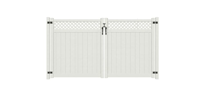 NewStead Vinyl Privacy Drive Gate with Lattice Top 12' Wide x 6' High