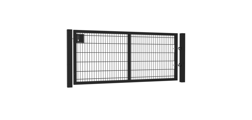 8' Wide x 4' HIgh Twin Wire Mesh Walk Gate Kit with Key Lock - Black