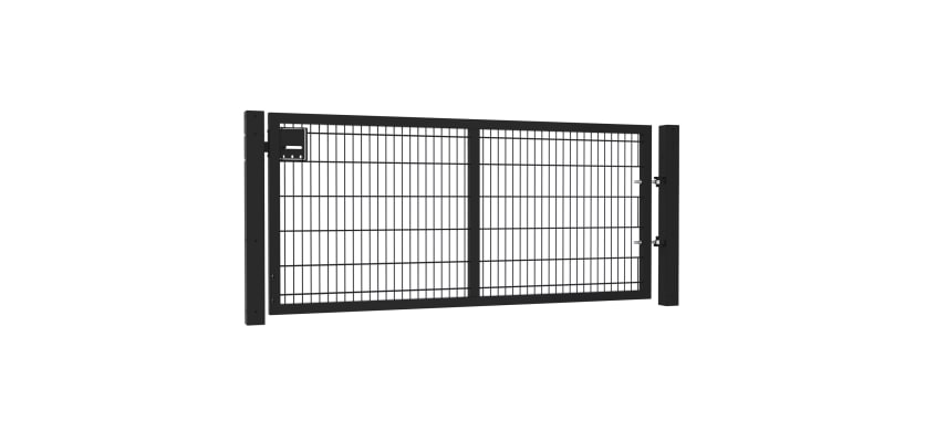 8' Wide x 4' HIgh Twin Wire Mesh Walk Gate Kit with Lock Kit - Black