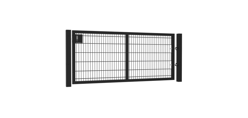 8' Wide x 4' HIgh Twin Wire Mesh Walk Gate Kit with Digital Lock - Black