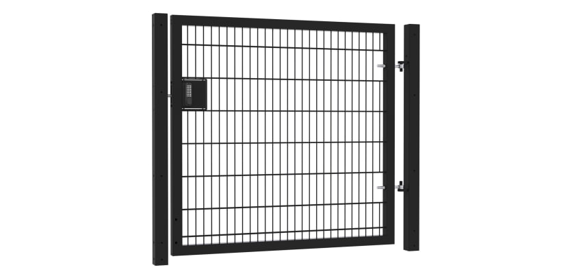 3' Wide x 5' High Twin Wire Mesh Walk Gate Kit with Digital Keypad Lock - Black