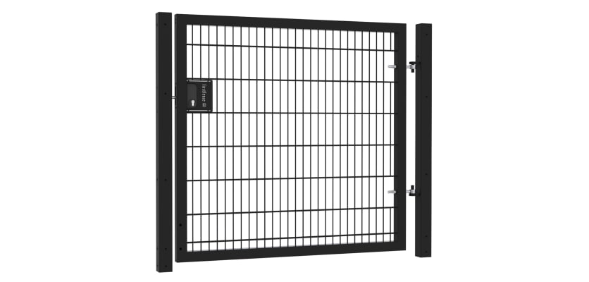 5' Wide x 5' High Twin Wire Mesh Walk Gate KIt with Key Lock - Black