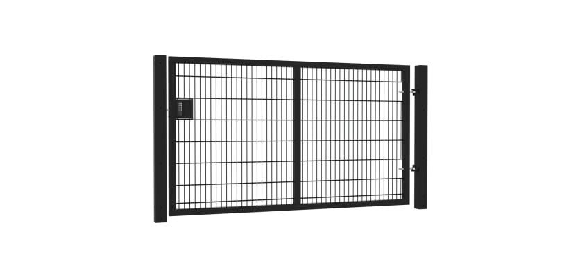 8' Wide x 5' High Twin Wire Mesh Walk Gate Kit with Digital Keypad Lock - Black