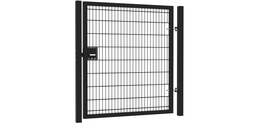 3' Wide x6' High Twin Wire Mesh Walk Gate with Lock Kit - Black