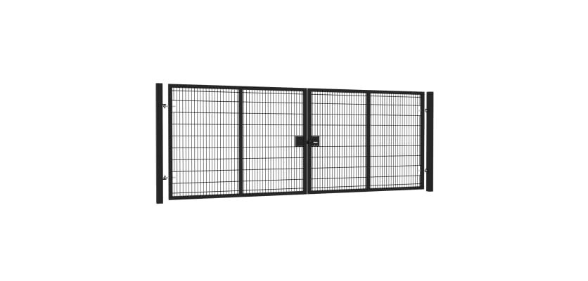 16' Wide x 10' High Twin Wire Mesh Drive Gate with Lock Kit - Black