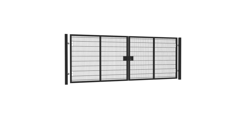 16' Wide x 10' High Twin Wire Mesh Drive Gate Kit with Key Lock - Black