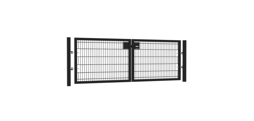 13' Wide x 4' High Twin Wire Mesh Drive Gate Kit with Lock Kit - Black