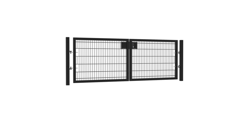 13' Wide x 4' High Twin Wire Mesh Drive Gate Kit with Key Lock - Black