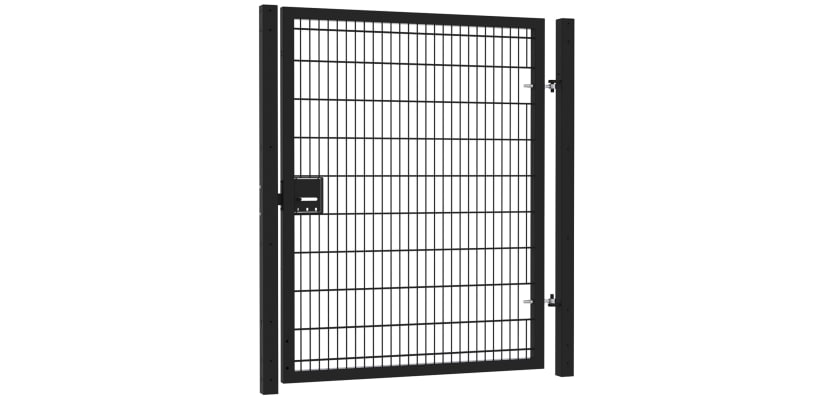 7' Wide x 7' High Twin Wire Mesh Walk Gate with Lock Kit - Black