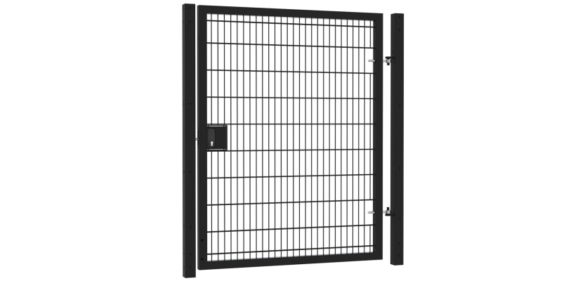 7' Wide x 7' High Twin Wire Mesh Walk Gate Kit with Key Lock - Black