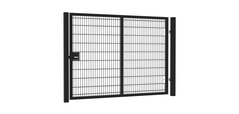 8' Wide x 7' High Twin Wire Mesh Walk Gate with Lock Kit - Black