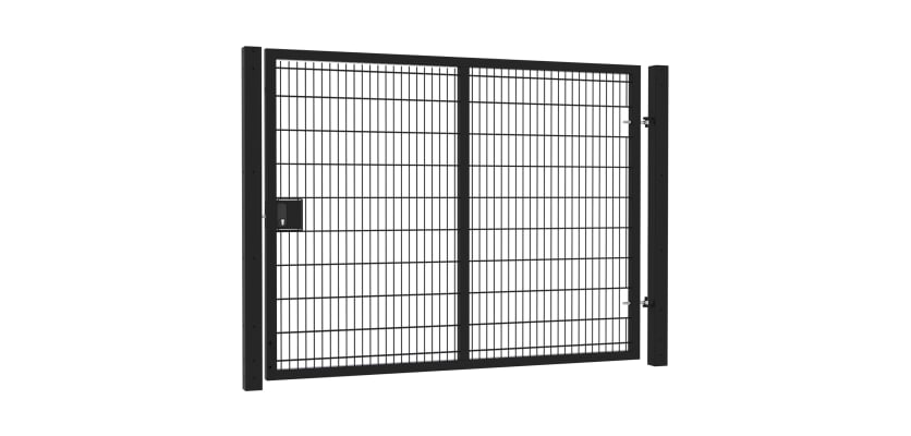 8' Wide x 7' High Twin Wire Mesh Walk Gate Kit with Key Lock - Black
