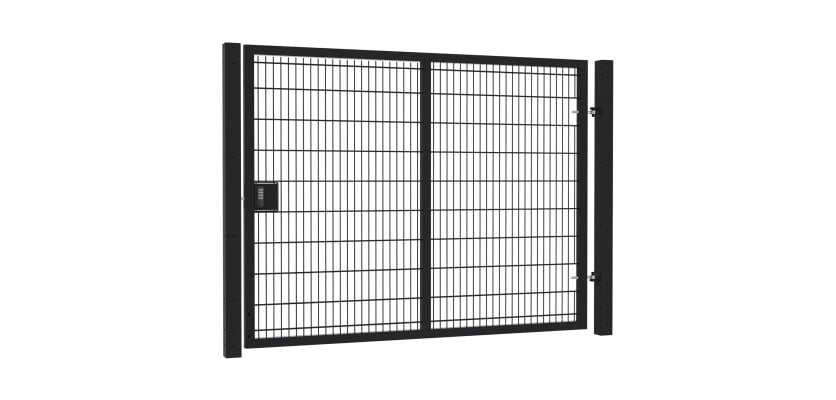 8' Wide x 7' High Twin Wire Mesh Walk Gate Kit with Digital Keypad Lock - Black