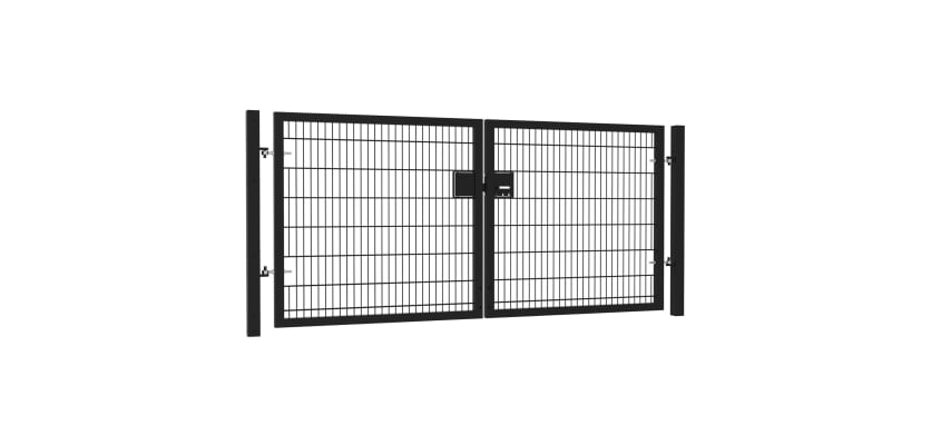 10' Wide x 5' High Twin Wire Mesh Drive Gate Kit with lock kit - Black