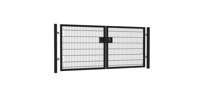 10' Wide x 5' High Twin Wire Mesh Drive Gate Kit with Digital Keypad Lock - Black