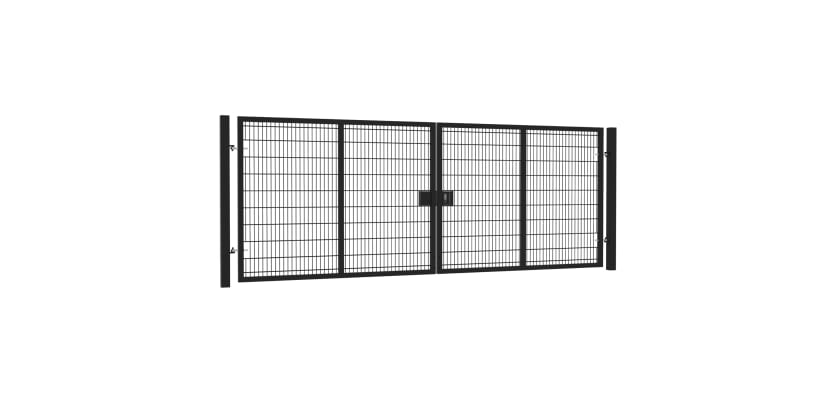 16' Wide x 8' High Twin Wire Mesh Drive Gate Kit with Digital Keypad Lock - Black 