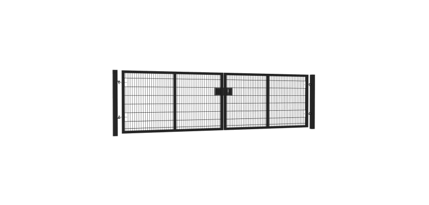 16' Wide x 5' High Twin Wire Mesh Drive Gate Kit with Digital Keypad Lock - Black