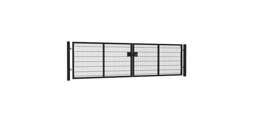 16' Wide x 5' High Twin Wire Mesh Drive Gate Kit with Lock Kit - Black