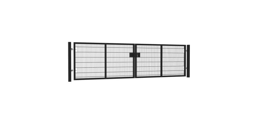 16' Wide x 5' High Twin Wire Mesh Drive Gate Kit with Key Lock - Black