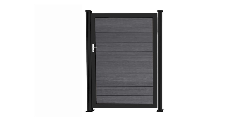 Wood Grain Anthracite Gray Aluminum Gate