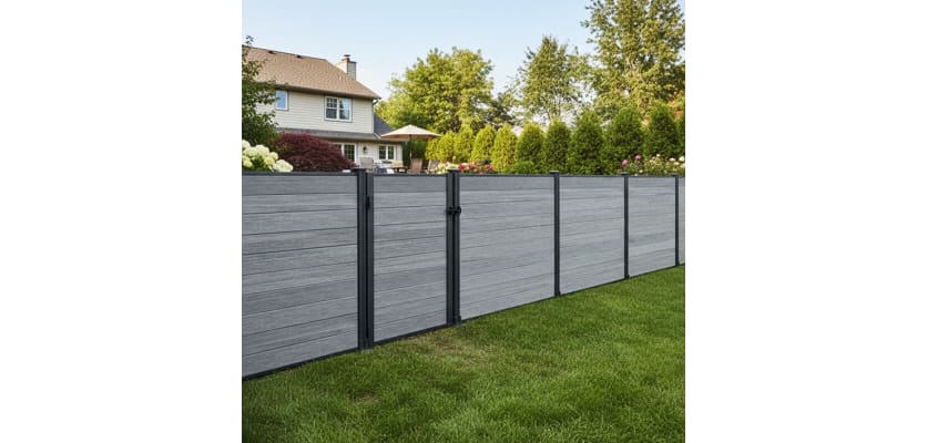 Gray gate ans fencing installed around the backyard