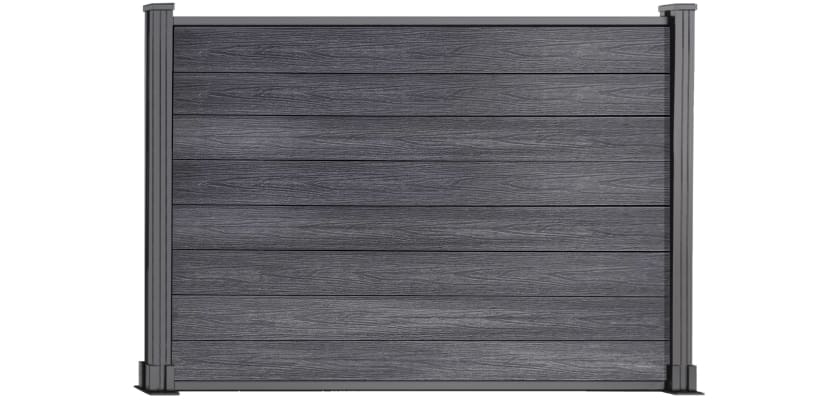 A 4 foot high NewStead Wood Composite Fence - Anthracite Gray with Silver Posts 