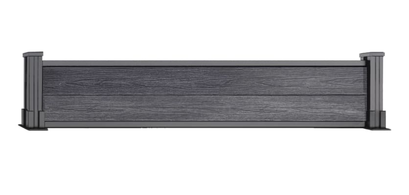 A 1 foot high NewStead Wood Composite Fence - Anthracite Gray with Silver Posts 