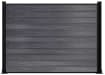 A 6 foot high NewStead Wood Composite Fence - Anthracite Gray with Black Posts 